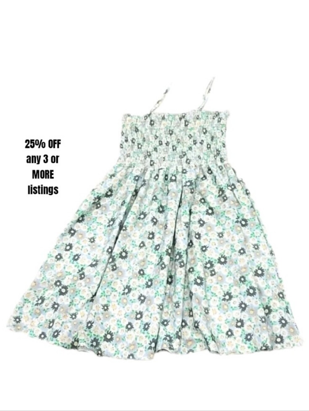 Dainty Floral Mini Dress Summer Spaghetti Strap Thin Lightweight XL Flower